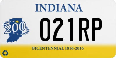 IN license plate 021RP