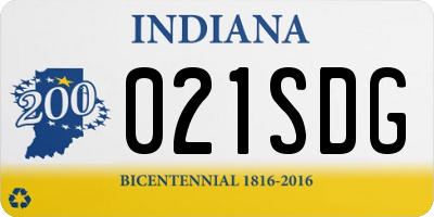 IN license plate 021SDG