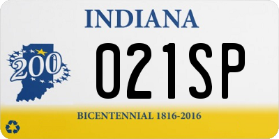 IN license plate 021SP