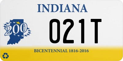 IN license plate 021T