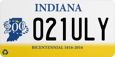 IN license plate 021ULY