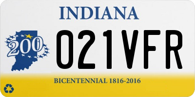 IN license plate 021VFR
