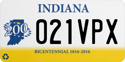 IN license plate 021VPX