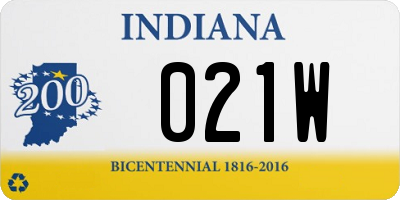 IN license plate 021W