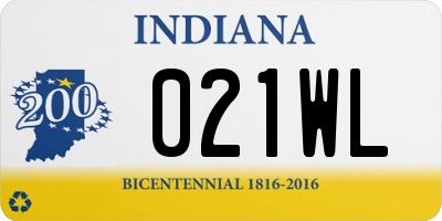 IN license plate 021WL