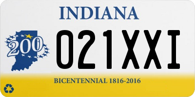 IN license plate 021XXI