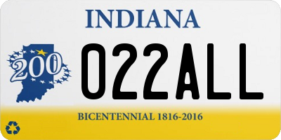 IN license plate 022ALL