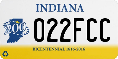 IN license plate 022FCC
