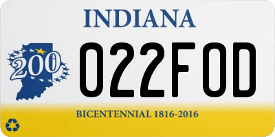 IN license plate 022FOD