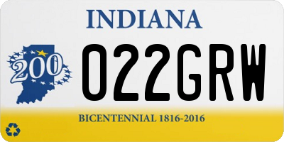 IN license plate 022GRW
