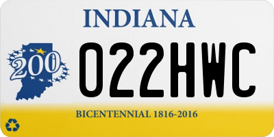 IN license plate 022HWC