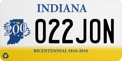 IN license plate 022JON