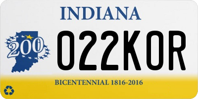 IN license plate 022KOR