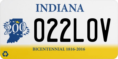 IN license plate 022LOV