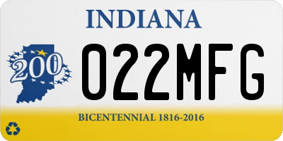 IN license plate 022MFG