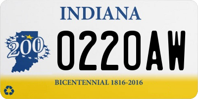 IN license plate 022OAW