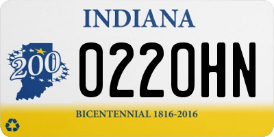 IN license plate 022OHN