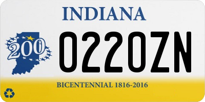 IN license plate 022OZN