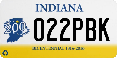 IN license plate 022PBK
