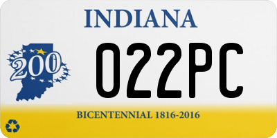 IN license plate 022PC