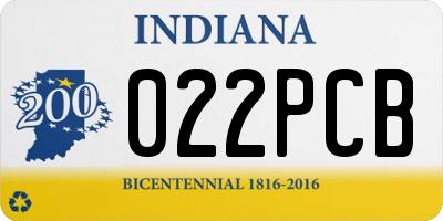 IN license plate 022PCB