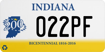 IN license plate 022PF