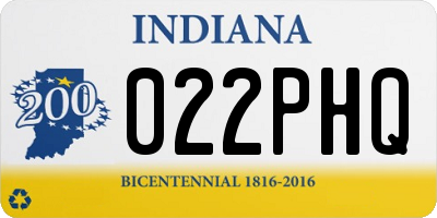 IN license plate 022PHQ