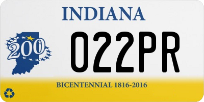 IN license plate 022PR