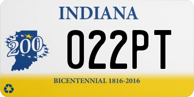 IN license plate 022PT