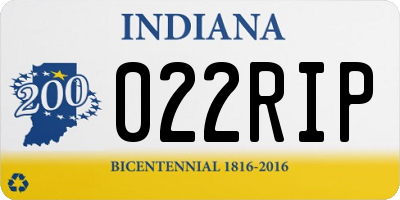 IN license plate 022RIP