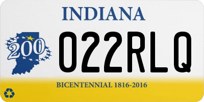 IN license plate 022RLQ