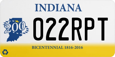 IN license plate 022RPT