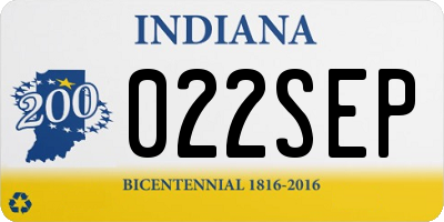 IN license plate 022SEP