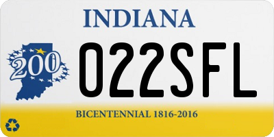 IN license plate 022SFL