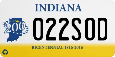 IN license plate 022SOD