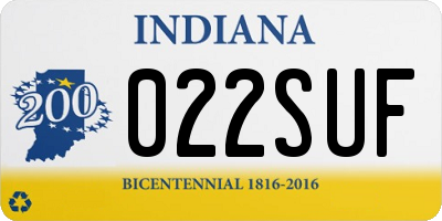 IN license plate 022SUF