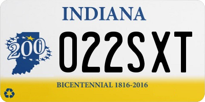IN license plate 022SXT