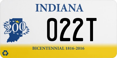 IN license plate 022T