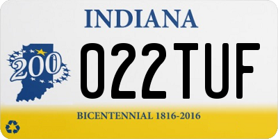 IN license plate 022TUF
