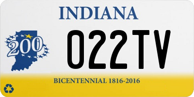 IN license plate 022TV