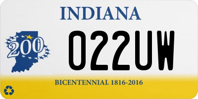 IN license plate 022UW