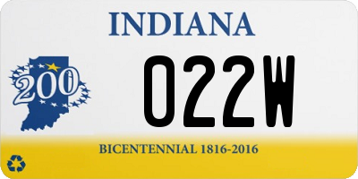 IN license plate 022W