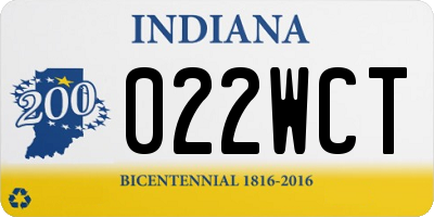IN license plate 022WCT