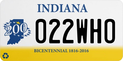 IN license plate 022WHO