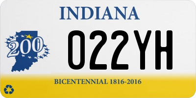 IN license plate 022YH