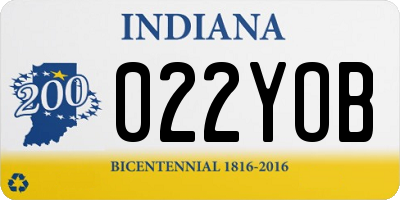 IN license plate 022YOB
