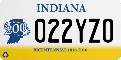 IN license plate 022YZO