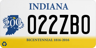 IN license plate 022ZBO