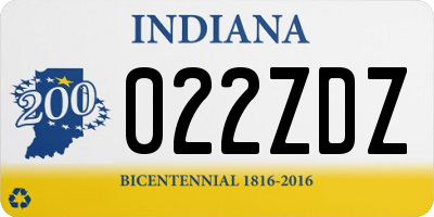 IN license plate 022ZDZ