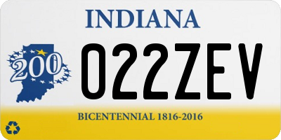 IN license plate 022ZEV